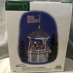 𝅺DEPT 56 stars stripes forever gazebo music box